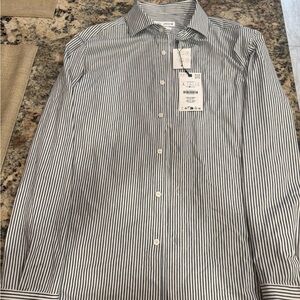 Zara Black and White Striped Dress Shirt